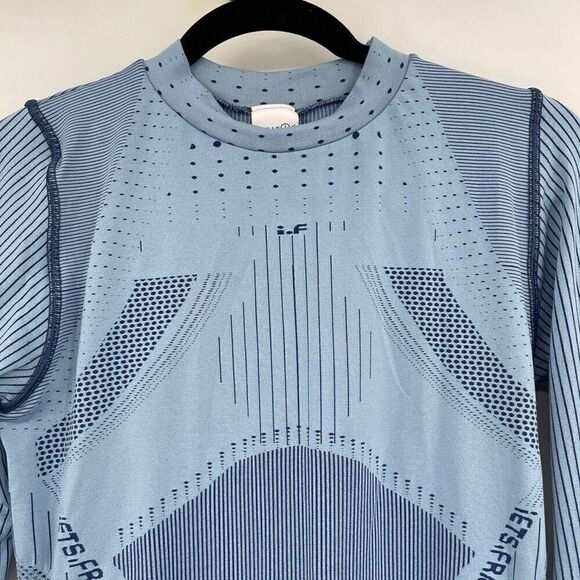 Iets Frans Blue Seamless Long Sleeve Ribbed Knit Bodycon Mini Dress Size Large - Picture 5 of 8